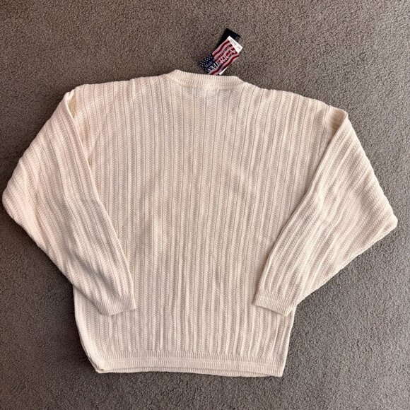 Vintage Bill Blass Sweater Mens L Cream‎ Ribbed Cotton USA Deadstock Hand Framed - Picture 6 of 6
